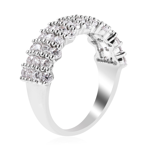 2 Piece Set -  Simulated Diamond Ring and Bangle (Size 6.5) in White Gold Tone