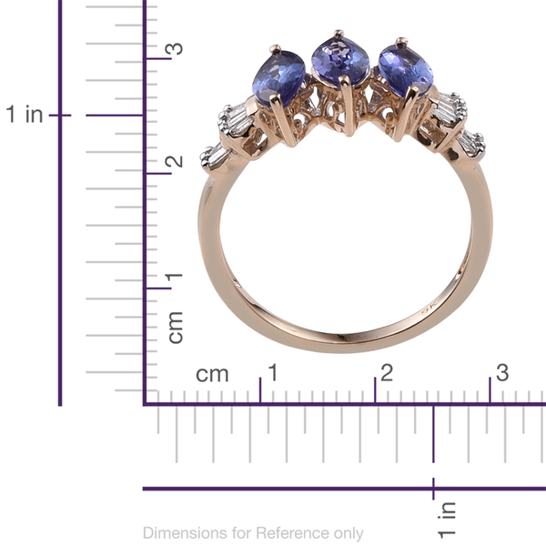 9K Y Gold Tanzanite (Mrq), Diamond Ring 1.650 Ct.