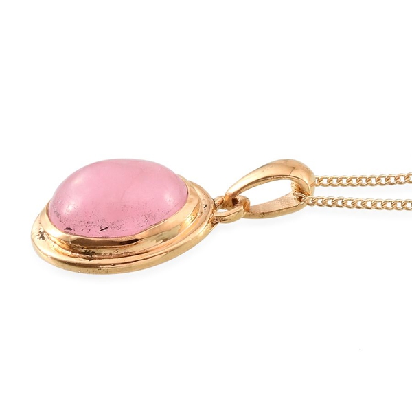 Pink Jade (Ovl) Solitaire Pendant With Chain (Size 18) in 14K Gold Overlay Sterling Silver 4.250 Ct.