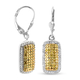 Yellow Diamond and White Diamond Cluster Lever Back Earrings in Platinum Overlay Sterling Silver 1.00 Ct.