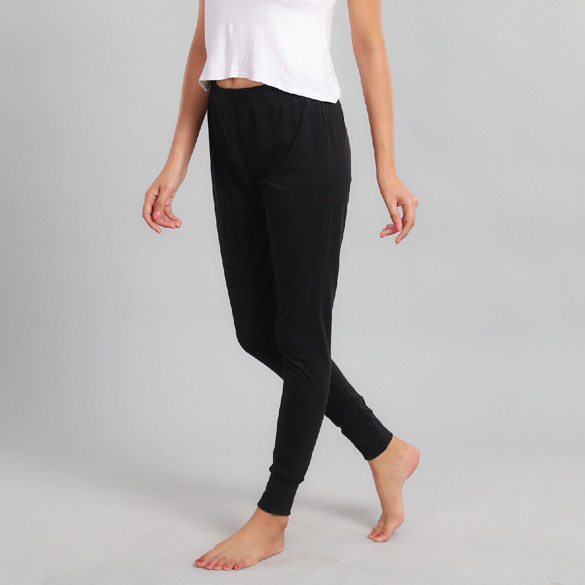 100% Cotton Single Jersey Loungewear Leggings in Black