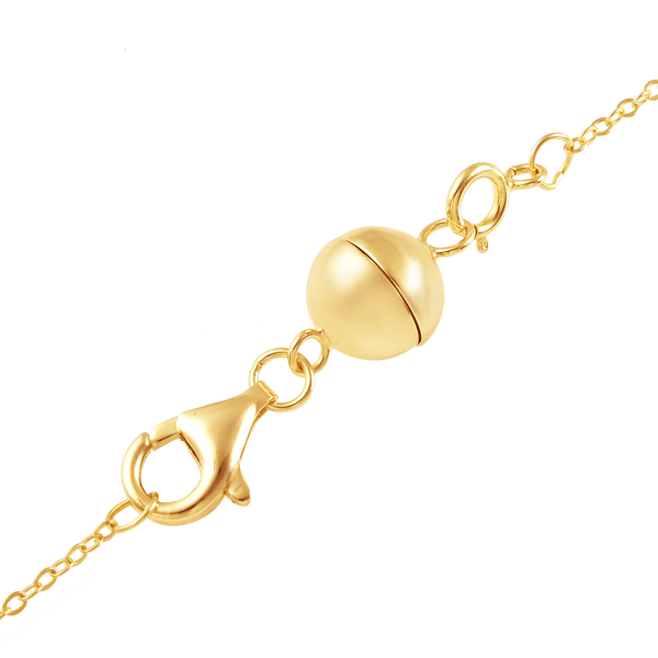 Yellow Gold Overlay Sterling Silver Magnetic Lock (Size 8 mm) with Lobster Clasp (Size 11 mm)