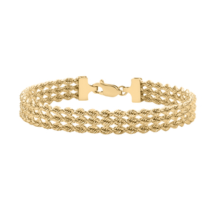 Close Out Deal -  9K Yellow Gold Triple Strand Rope Bracelet (Size - 7) with Lobster Clasp, Gold Wt.