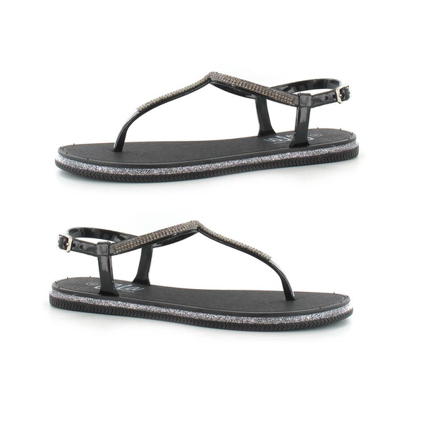 Ella Winnie Diamante Toe Post Sandals (Size 4) - Black