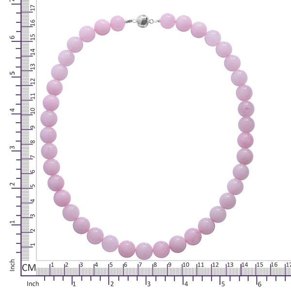 One Time Deal - 2 Piece Set - Rose Quartz Necklace (Size 18) with Magnetic Lock and Stretchable Bracelet (Size 7) in Rhodium Overlay Sterling Silver 550.00 Ct.