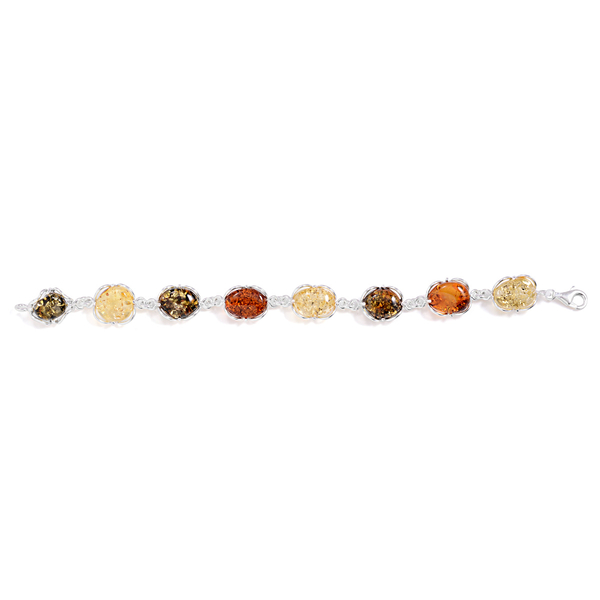 Tucson Collection Baltic Amber Bracelet in Sterling Silver (Size 7.5) 25.000 Ct.