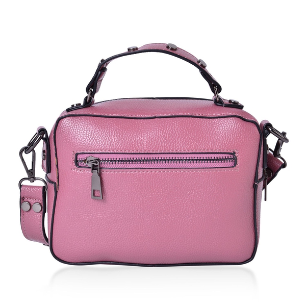 Pink Colour Crossbody Bag with External Zipper Pocket and Removable Shoulder Strap (Size 20X15X7.5 Cm)