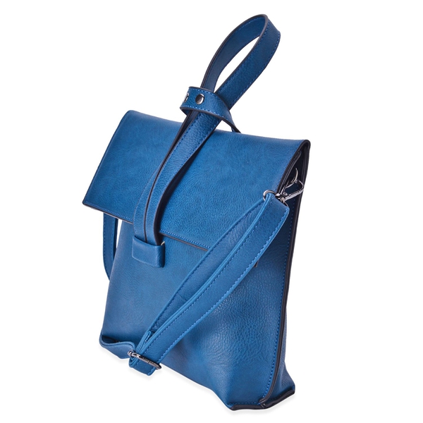 Royal Blue Colour Handbag with Adjustable and Removable Shoulder Strap (Size 24x19.5x6 Cm)