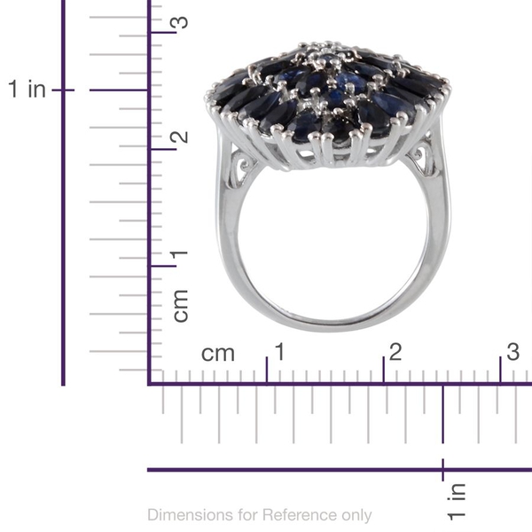 Kanchanaburi Blue Sapphire (Pear) Cluster Ring in Platinum Overlay Sterling Silver 7.500 Ct.