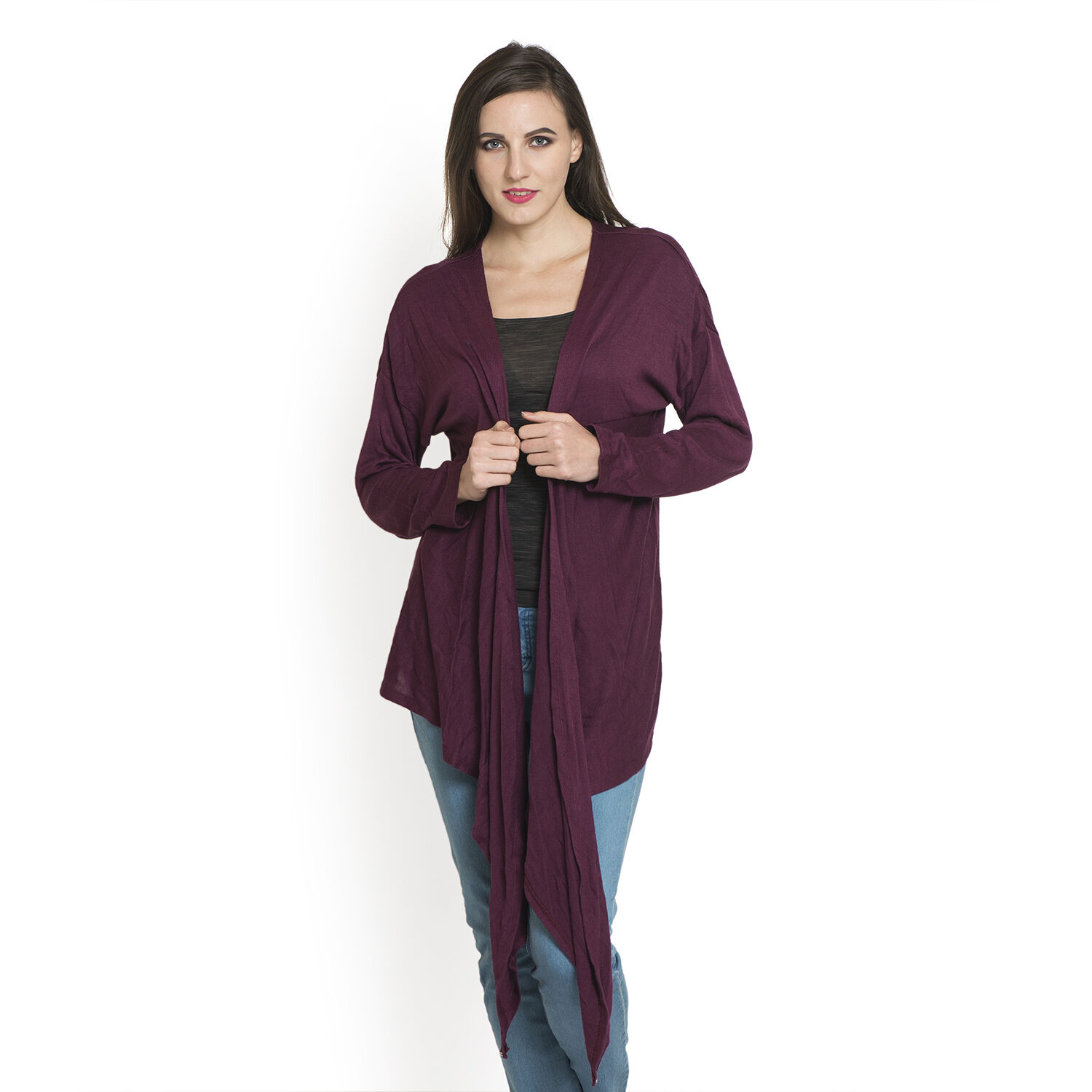 Burgundy Colour Cowl Neck Pattern Cardigan