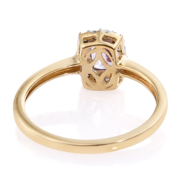 14K Y Gold Pink Tanzanite (Cush), Diamond (I2-G-H) Ring 0.750 Ct.