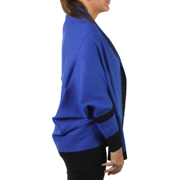 KRIS ANA Longline Border Cardigan (Size 8-18) - Cobalt & Black