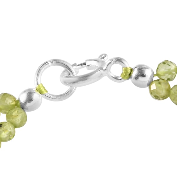 One Time Deal-Hebei Peridot Beads Bracelet (Size - 7.5) in Sterling Silver 27.68 Ct.