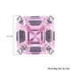 ELANZA Simulated Pink Sapphire (Asscher Cut) and Simulated Diamond Stud Earrings (With Push Back)in Rhodium Overlay Sterling Silver