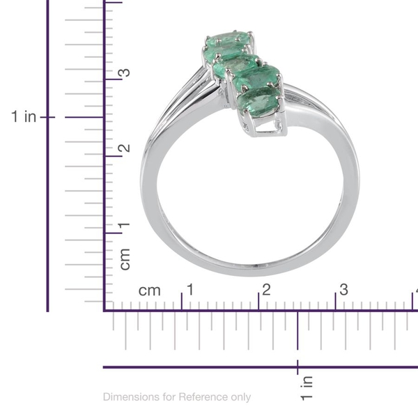 Close Out Deal 14K W Gold Boyaca Colombian Emerald (Ovl) 5 Stone Crossover Ring 1.500 Ct.