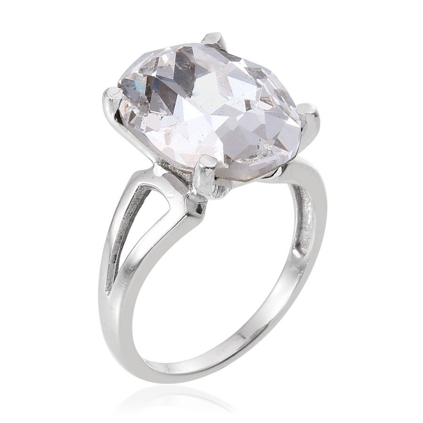 - White Crystal (Ovl) Ring in ION Plated Platinum Bond 10.500 Ct.