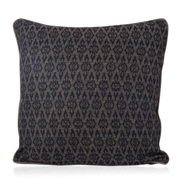 55% Wool Beige and Chocolate Colour Jacquard Cushion (Size 43x43 Cm)