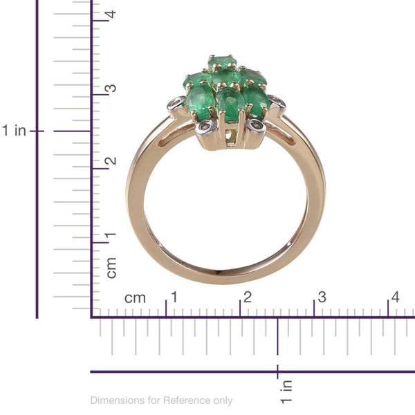 9K Y Gold Boyaca Colombian Emerald (Ovl), Natural Cambodian Zircon Ring 1.600 Ct.