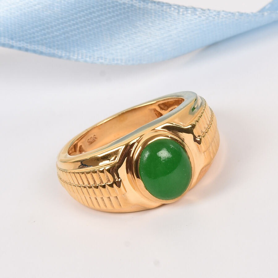 2.75 Ct.Green Jade Ring in 14K Gold Plated Sterling Silver M3729244 TJC
