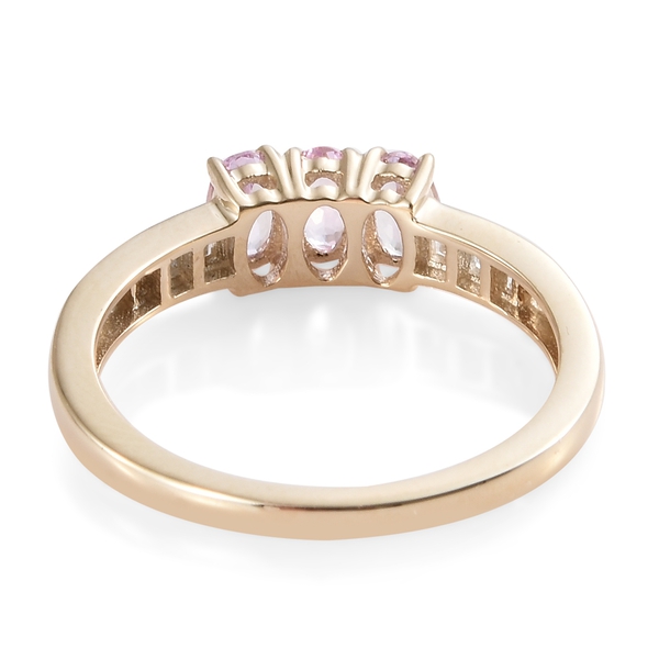 9K Yellow Gold AA Pink Tanzanite (Ovl), Diamond Ring 0.850 Ct.