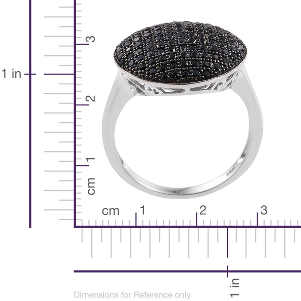 Boi Ploi Black Spinel (Rnd) Cluster Ring in Platinum Overlay Sterling Silver 1.750 Ct.