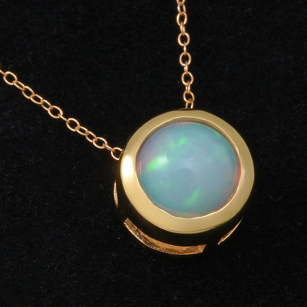 Ethiopian Welo Opal Pendant With Chain (Size 18) in Yellow Gold Overlay Sterling Silver 1.00 Ct.
