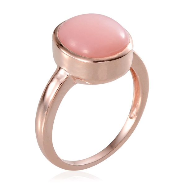 Peruvian Pink Opal (Ovl) Solitaire Ring in Rose Gold Overlay Sterling Silver 4.000 Ct.