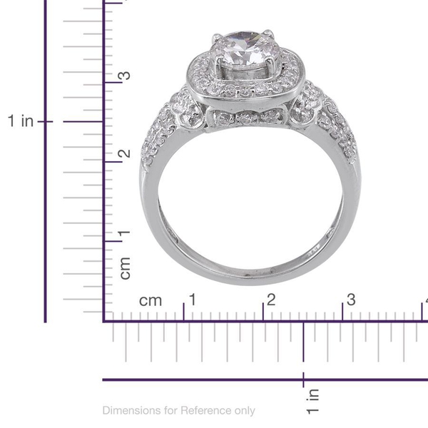 AAA Simulated Diamond (Rnd) Ring in Platinum Overlay Sterling Silver