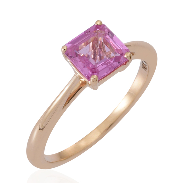ILIANA 18K Y Gold Asscher Cut Pink Sapphire Solitaire Ring 1.000 Ct.