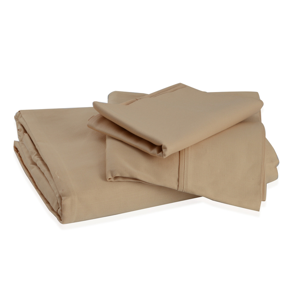 100% Cotton Tan Colour Single Fitted Sheet (Size 190x90 Cm) and One Pillow Case (Size 75x50 Cm)
