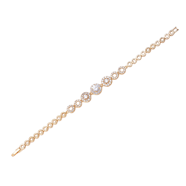 AAA Simulated White Diamond Bracelet (Size 7.5) in Gold Tone