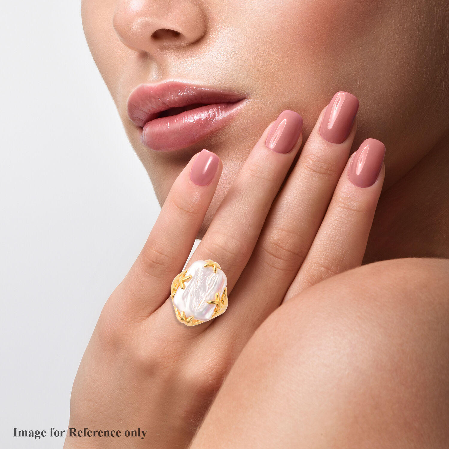 Purple Baroque Pearl Ring in Yellow Gold Overlay Sterling Silver, Silver wt 5.18 Gms