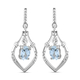 Espirito Santo Aquamarine Dangling Earrings (With Push Back) in Platinum Overlay Sterling Silver 1.0