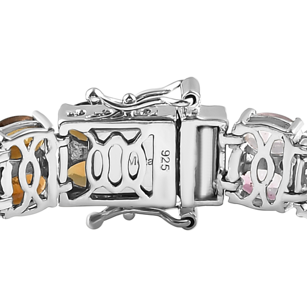 Multi-Tourmaline Bracelet (Size - 7) in Platinum Overlay Sterling Silver 23.40 Ct, Silver Wt. 16.00 Gms