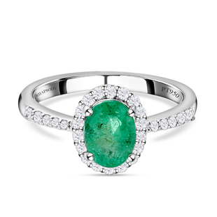 RHAPSODY 950 Platinum AAAA Ethiopian Emerald and Diamond (VS/E-F) Ring 1.40 Ct, Platinum Wt. 4.25 Gm