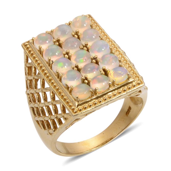 Ethiopian Welo Opal (Rnd) Ring in 14K Gold Overlay Sterling Silver 3.250 Ct.