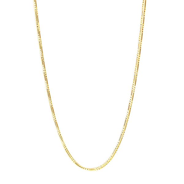 Vicenza Collection 14K Gold Overlay Sterling Silver 3 Line Snake Chain (Size 20), Silver wt 9.36 Gms