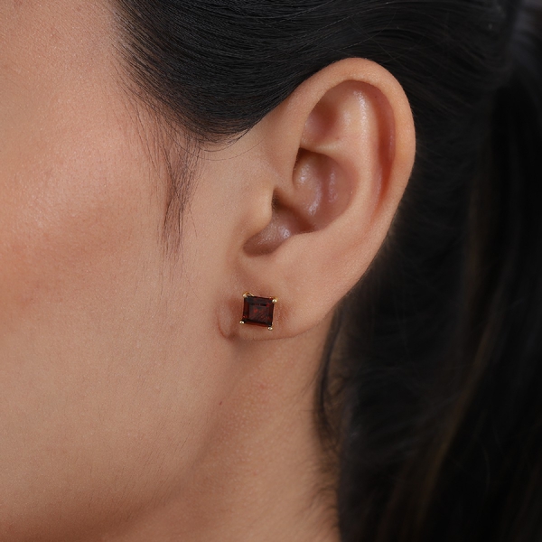Mozambique Garnet Stud Earrings (with Push Back) in 14K Gold Overlay Sterling Silver 2.860 Ct.
