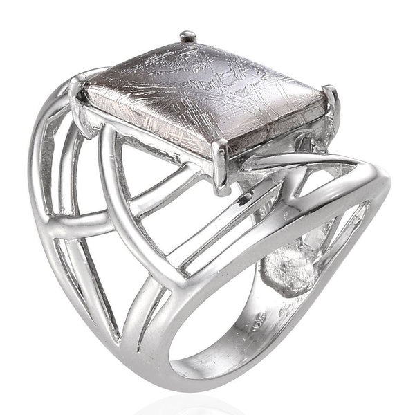 Meteorite (Bgt) Ring in Platinum Overlay Sterling Silver 17.750 Ct.
