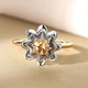 Citrine Floral Ring in Platinum and Gold Overlay Sterling Silver