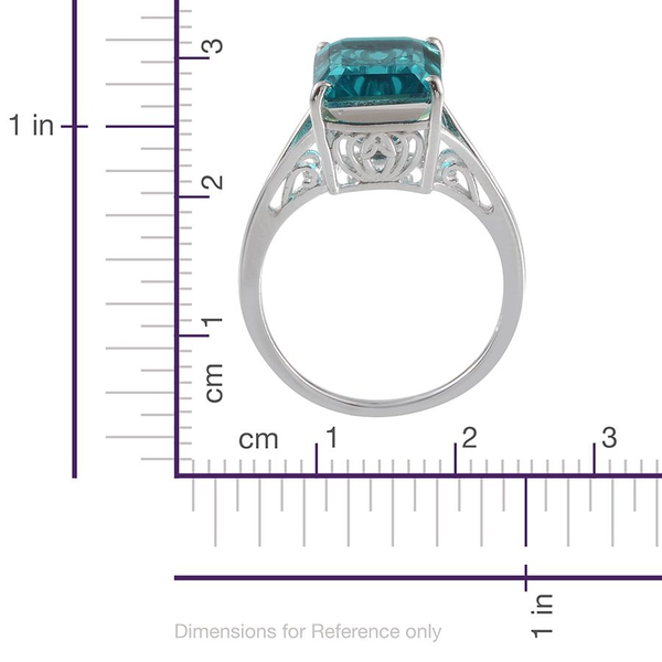 Capri Blue Quartz (Oct) Solitaire Ring in Platinum Overlay Sterling Silver 6.250 Ct.