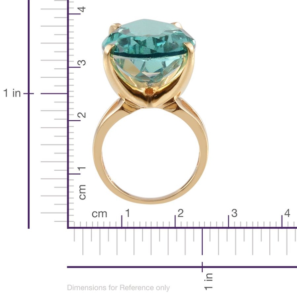 Paraiba Tourmaline Colour Quartz (Pear) Solitaire Ring in 14K Gold Overlay Sterling Silver 28.000 Ct.