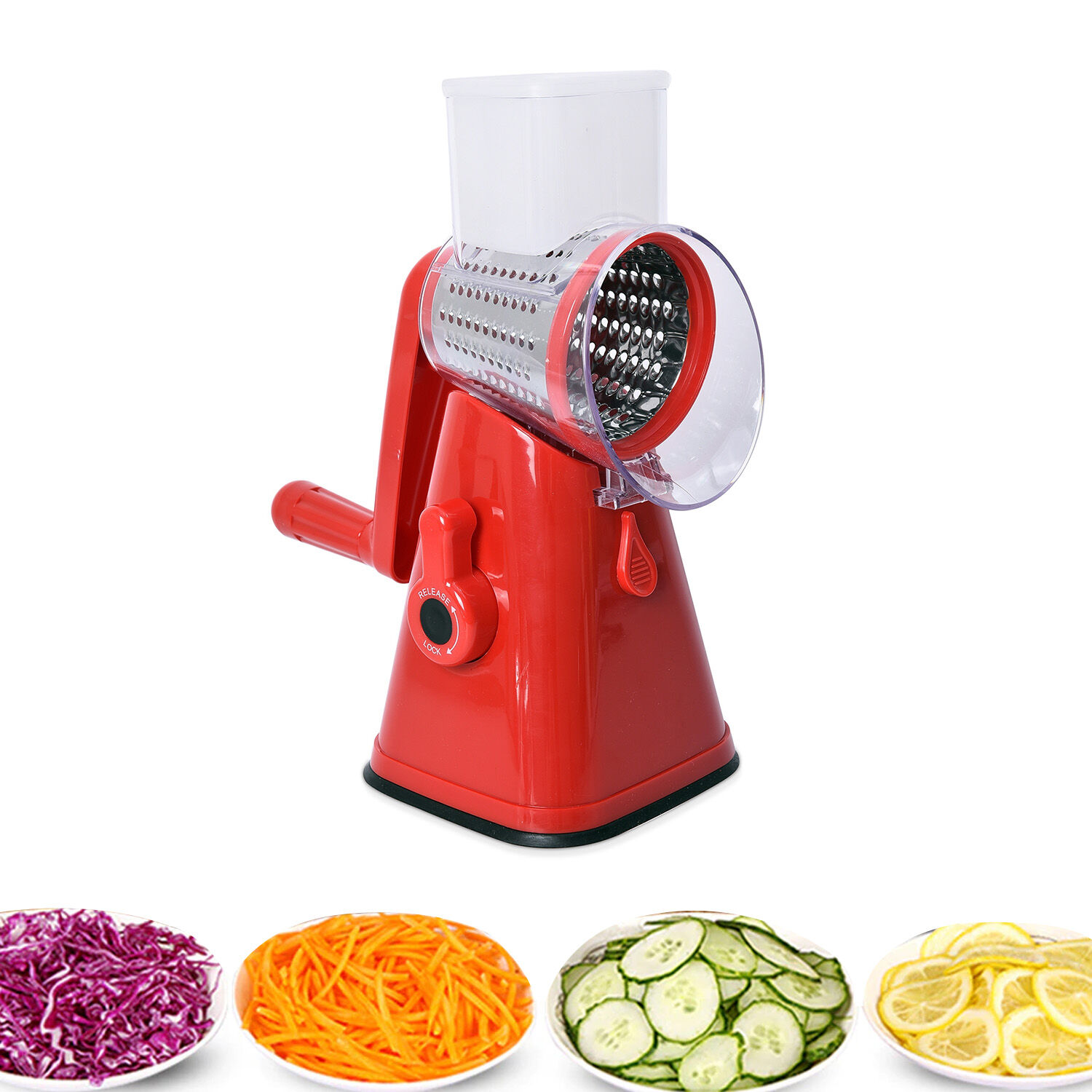 TJC 3 in 1 Easyway Vegetable and Fruit Slicer with One Slicing Red Shredding and Grating Blade Size 18x14x28 cm 