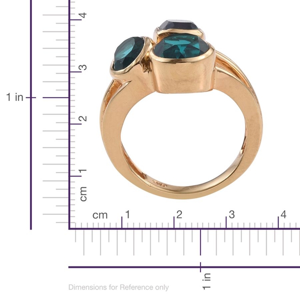 Capri Blue Quartz (Rnd 2.25 Ct) Ring in 14K Gold Overlay Sterling Silver 5.500 Ct.