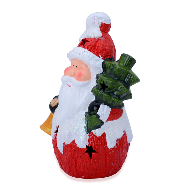 Multi Colour Ceramic Decorative Santa Claus with Bell, Tree and LED Light