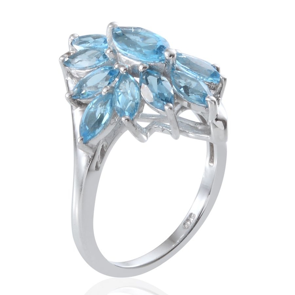 Electric Swiss Blue Topaz (Mrq 0.50 Ct) Ring in Platinum Overlay Sterling Silver 3.750 Ct.