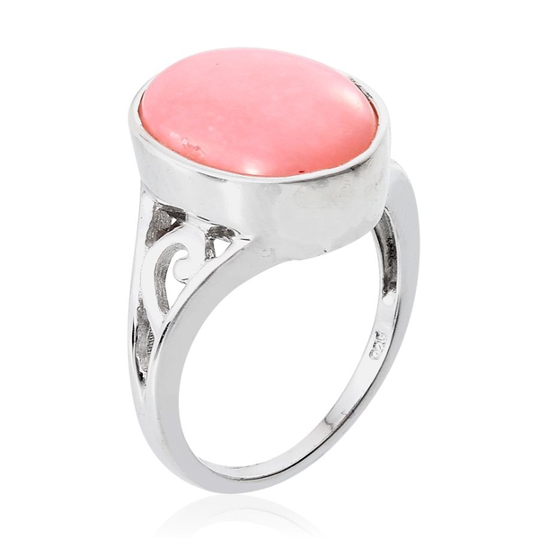 Peruvian Pink Opal (Ovl) Solitaire Ring in Platinum Overlay Sterling Silver 8.250 Ct.