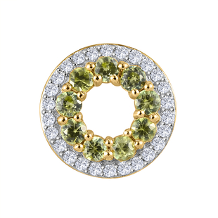 Demantoid Garnet and Natural Cambodian Zircon Circle of Life Pendant in 14K Gold Overlay Sterling Si