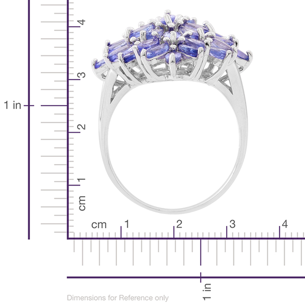 Limited Edition - AA Tanzanite (Mrq) Cluster Ring in Rhodium Plated Sterling Silver 4.500 Ct.35 Colour Matched Stones