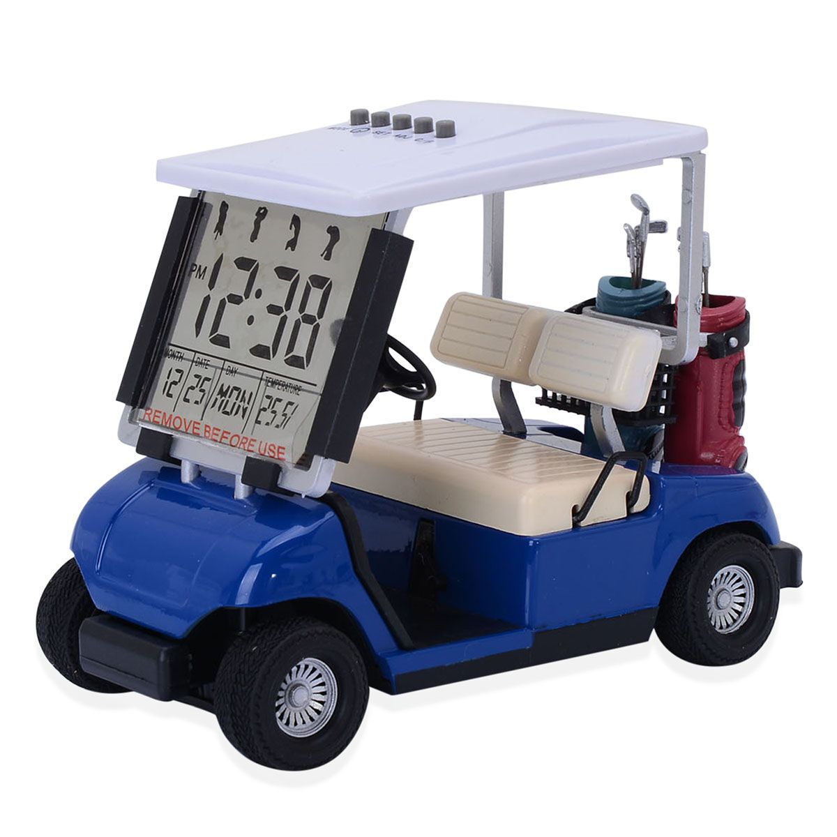 STRADA Blue Colour Decorative Mini Golf Cart Digital Table Clock